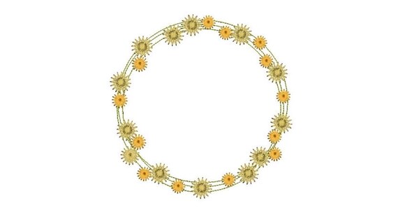 Daisy Chain Flower Wreath Wreath- Machine Embroidery File design - 8 x 8 inch hoop - monogram Frame - Instant download