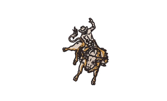 Cowboy Bull Rider Machine Embroidery File design - 4x4 inch hoop - Western Embroidery Design Download