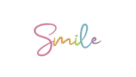 Rainbow Smile Machine Embroidery File design -  4 x 4 inch hoop - Heart embroidery - Happy Quote
