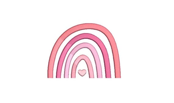 Boho Heart Rainbow - Machine Embroidery File design - 5x7 inch hoop - Monogram Frame - Satin Stitch Rainbow Embroidery Design