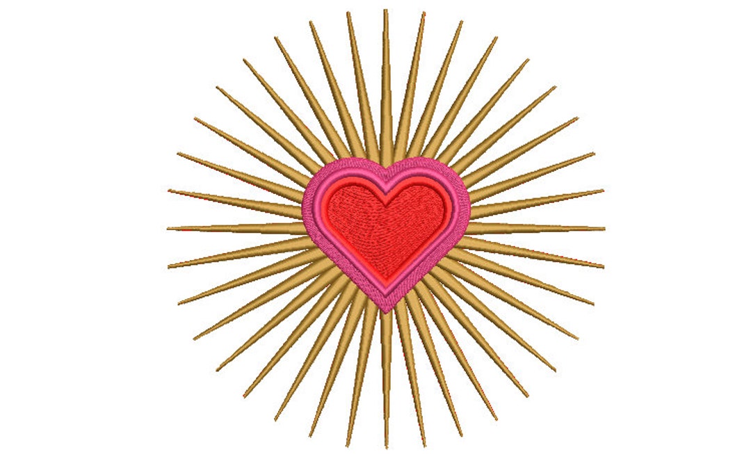 Love Heart Rays Machine Embroidery File Design - 8 X 8 Inch Hoop ...
