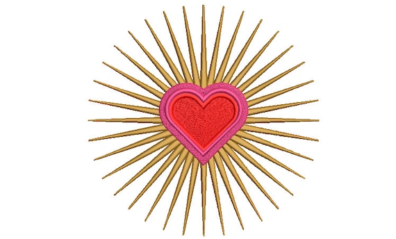 Love Heart Rays Machine Embroidery File design  - 8 x 8 inch hoop - Heart Embroidery Design