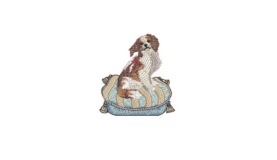 King Charles Cavalier Spaniel - Machine Embroidery File design  - 4x4 hoop - Vintage Style embroidery