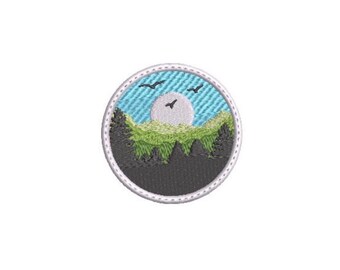 Green Mountains Patch Embroidery Design - Hiking Embroidery Design -  Machine Embroidery File design 3 x3 inch hoop
