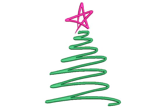 Scribble Xmas Tree Embroidery - Machine Embroidery File design  - 5x7 inch hoop - Christmas Embroidery