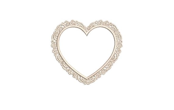 Lace Heart Embroidery File design - 4 x 4 inch hoop  - instant download - Wedding Embroidery Design - Bride File - #1
