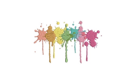 Pastel Paint Splatter Machine Embroidery File design - 6x10 inch hoop - Instant Download