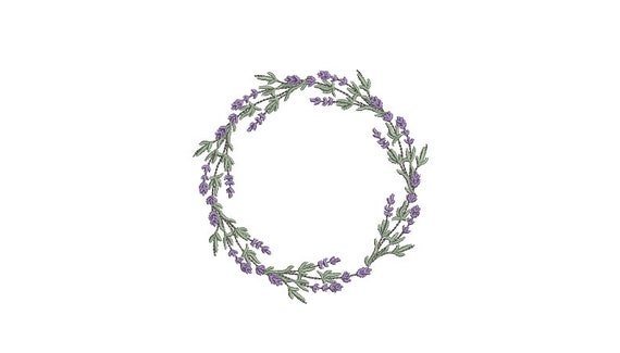 Lavender Wreath Machine Embroidery File design - 4x4 inch hoop - Lavender Embroidery Design