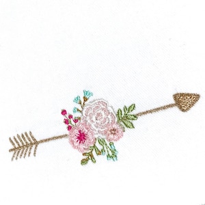 Boho Flower Arrow Machine Embroidery File design 4x4 inch hoop - instant download
