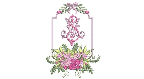 Lilac Flora Frame - Wreath Machine Embroidery File design 5x7 inch hoop - monogram frame - instant download