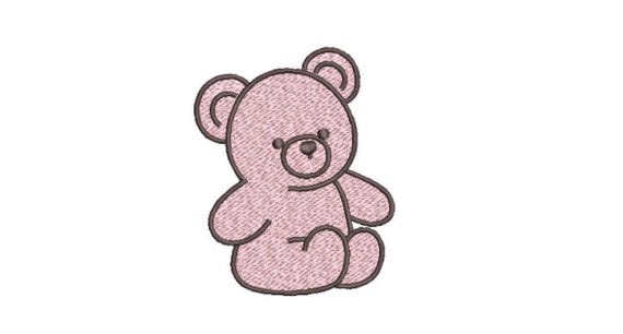 Pink Teddy Bear embroidery - Machine Embroidery File design - 4x4 inch hoop - Instant download