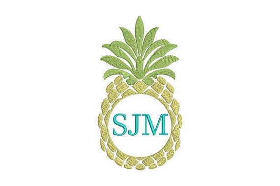 Pineapple Embroidery - Machine Embroidery Tropical Summer Pineapple Frame Embroidery File design 5x7 hoop - Monogram