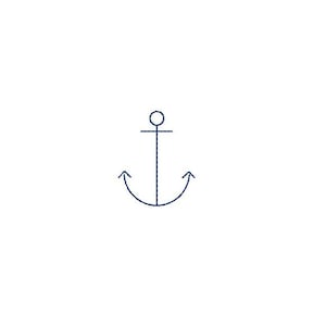 Mini Line Anchor Embroidery - 4 cm Machine Embroidery File design - 4 x 4 inch hoop - Anchor Silhouette