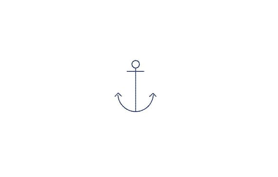Mini Line Anchor Embroidery - 4 cm Machine Embroidery File design - 4 x 4 inch hoop - Anchor Silhouette