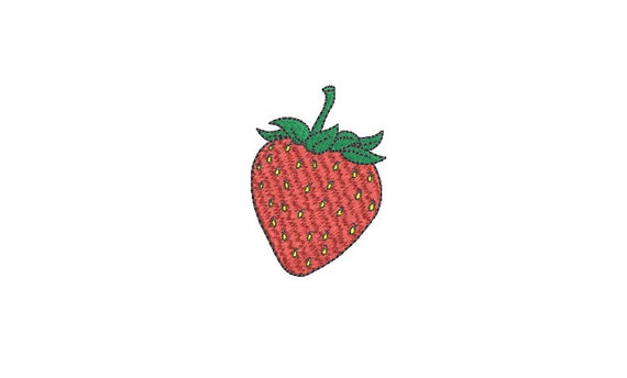 Red Strawberry  Machine Embroidery File design 4x4 inch hoop - 3 inch Strawberry Embroidery Design