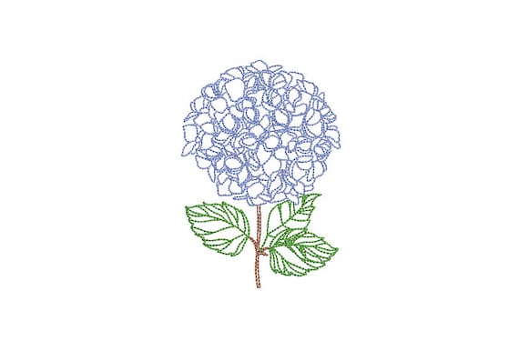 Hydrangeas Embroidery - Hamptons Style Design - Machine Embroidery File design - 4 x 4 inch hoop - Instant Download