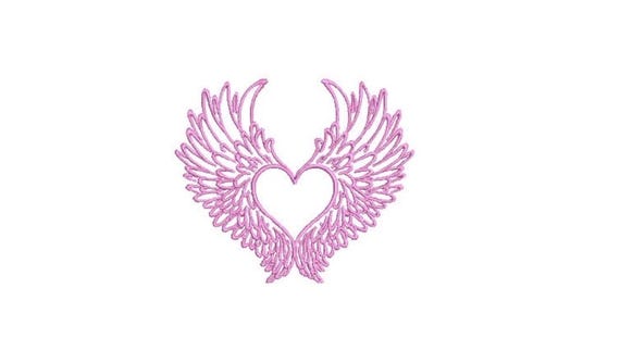 Wings Heart - Machine Embroidery File design  - 4 x 4 inch hoop - instant download - Monogram Frame