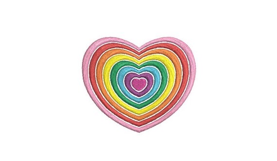 Rainbow Hearts embroidery design -  Machine Embroidery File design 4 x 4 inch hoop - Instant download