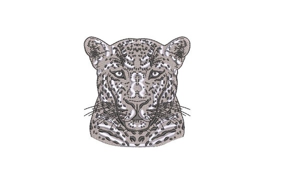 Leopard Monotone - Machine Embroidery File design - 4x4 inch hoop - Leopard Face - instant download