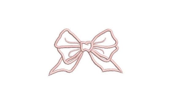 Blush Bow Applique Machine Embroidery File design 4x4 hoop - Ribbon Bow Applique Download