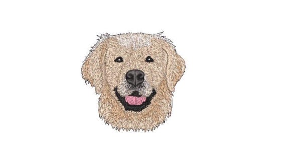 Golden Retriever Portrait Machine Embroidery File design - 4x4 inch hoop - Dog Embroidery Design - Instant download