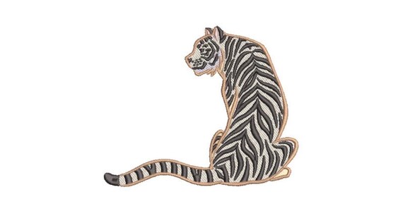 White Tiger Machine Embroidery File design - 5x7 inch hoop - Chinoiserie Embroidery Design