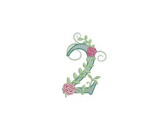 Number 2 - TWO - Rose - Second Birthday-  Machine Embroidery File design - 4x4 hoop - embroidery design