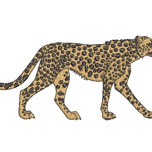Walking Cheetah Machine Embroidery File design - 5x7 inch hoop - Chinoiserie Chic - Instant Download