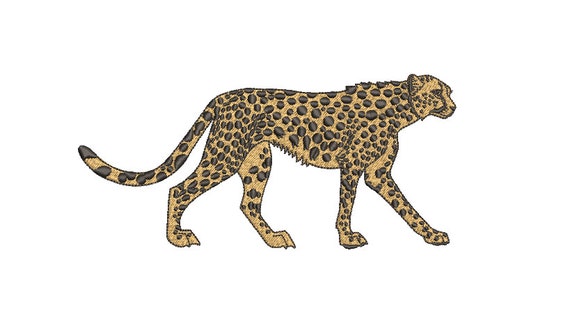 Walking Cheetah Machine Embroidery File design - 5x7 inch hoop - Chinoiserie Chic - Instant Download