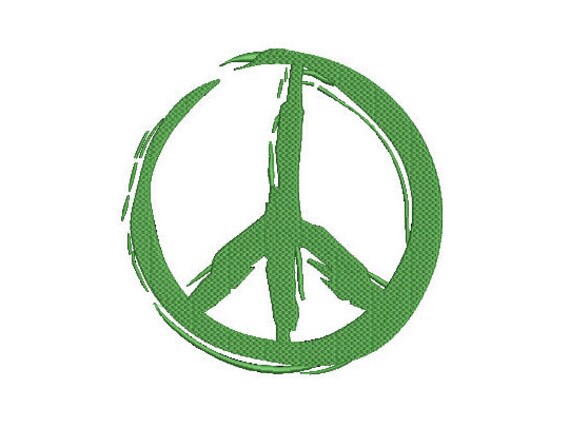 Graffiti Painted Peace Sign - Machine Embroidery File design - 8x8 inch hoop -  instant download