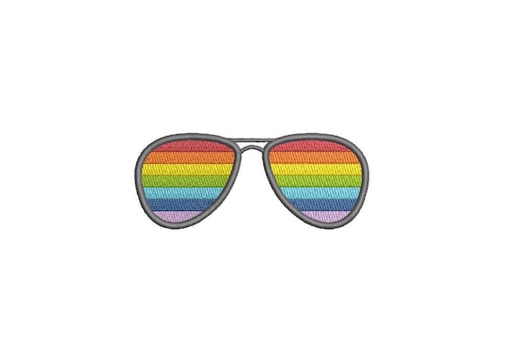 Rainbow Sunglasses Machine Embroidery File design 4 x 4 inch hoop