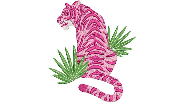 Tiger Embroidery Design - Pink Tiger  Machine Embroidery File design 6x10 inch hoop - Chinoiserie Tiger - instant download