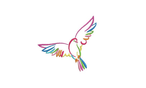 Rainbow Dove - Machine Embroidery File design - 4x4 inch hoop - Monogram Frame - - Dove Embroidery download