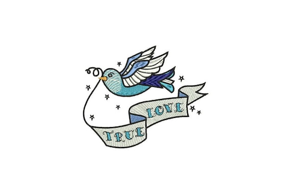 True Love Swallow Bird Tattoo Retro Machine Embroidery File design 5 x 7 inch hoop