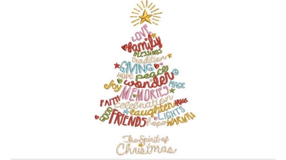 Festive Xmas Tree Embroidery - Machine Embroidery File design  - 5x7 inch hoop - Christmas Embroidery