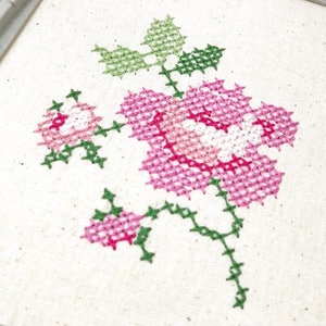 Cross Stitch Rose Machine Embroidery File design -  4x4 inch hoop - Embroidery design