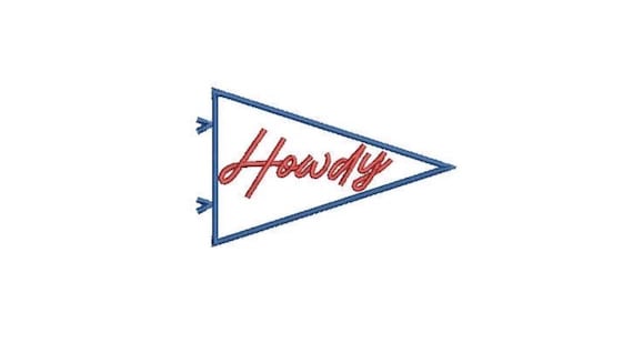 Howdy Flag Pennant  - Western Machine Embroidery File design - 4x4 inch hoop - Cowgirl Design - Cowboy Embroidery