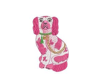 Chinoiserie Chic - Staffordshire Spaniel Dog  - Machine Embroidery File design  - 4x4 hoop - King Charles