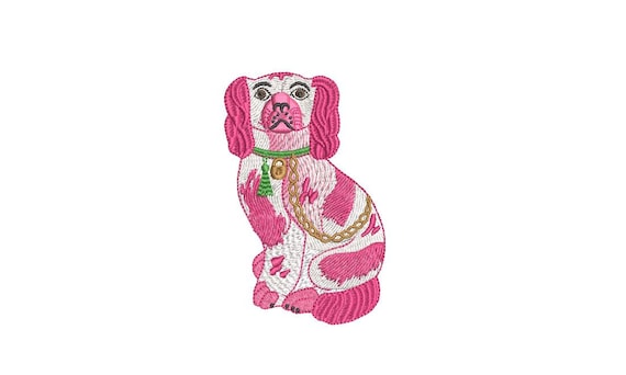 Chinoiserie Chic - Staffordshire Spaniel Dog  - Machine Embroidery File design  - 4x4 hoop - King Charles