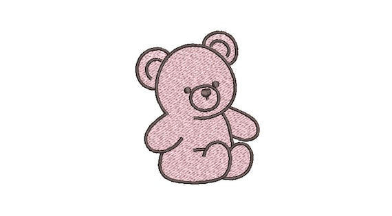Pink Teddy Bear embroidery - Machine Embroidery File design - 4x4 inch hoop - Instant download