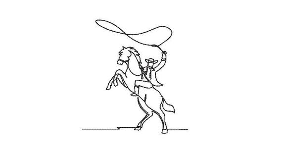 Cowboy Line Work Machine Embroidery File design - 4x4 inch hoop  - Western Embroidery Design - One Color Design
