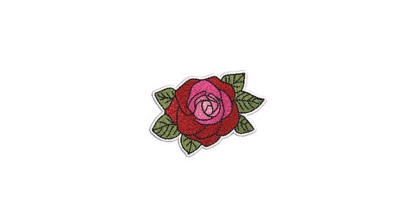 Rose Patch Machine Embroidery File design - 4 x 4 inch hoop - Pink Red Rose Patch Embroidery Design