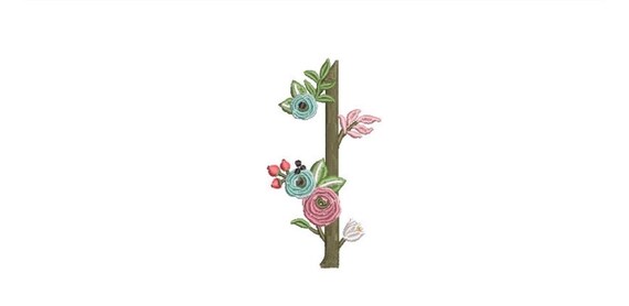 Flower Number 1 - ONE - First Birthday-  Machine Embroidery File design - 4x4 hoop - embroidery design