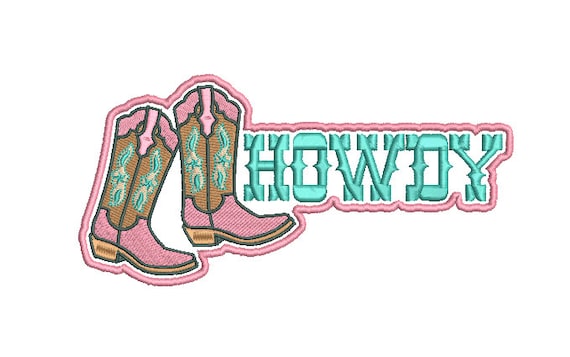 Howdy Boots Machine Embroidery File design - 5x7 inch hoop - Western Embroidered Patch Design Download