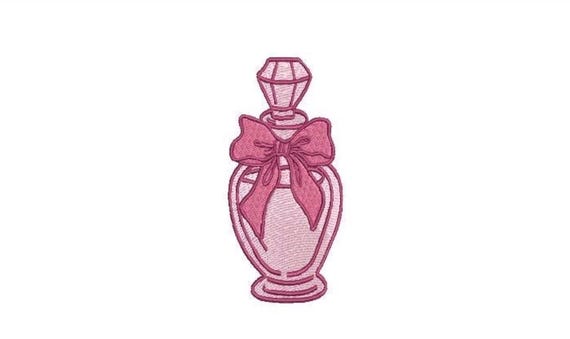Perfume Bottle With Bow Embroidery Design - Machine Embroidery File design - 4 x 4 inch hoop - Instant Download