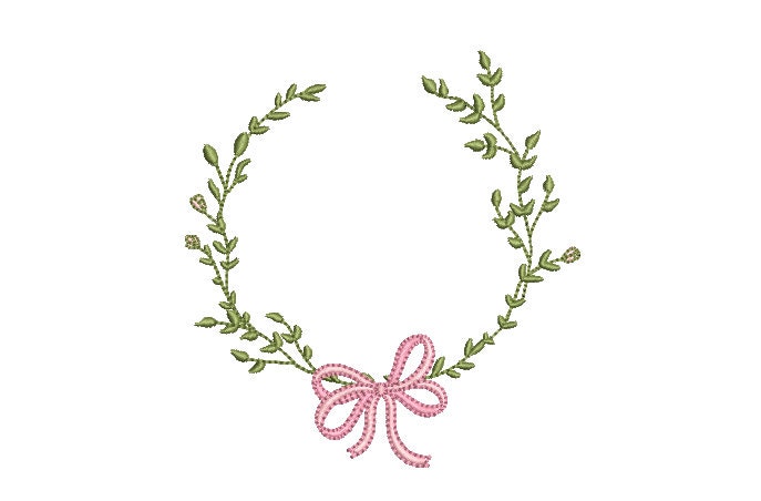 Rosette Rose Flower Bow Circle Monogram Frame Machine Embroidery Design