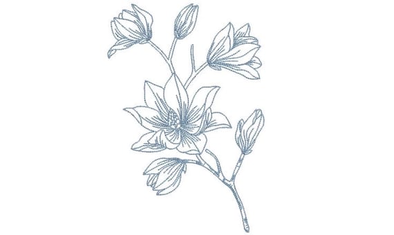 Magnolia Embroidery - Flower Machine Embroidery File design - 5x7 inch hoop - instant download