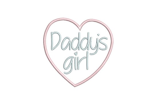 Daddy's Girl Heart Machine Embroidery File design 4 x 4 inch hoop Fathers Day