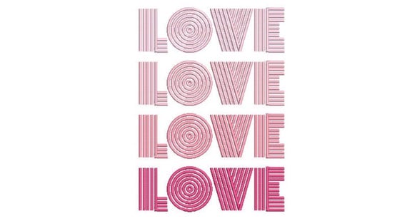 love in pink design - Machine Embroidery File design - 5x7 hoop - Instant download - love word embroidery file