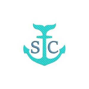 Whale Anchor 6 Machine Embroidery File design 4x4 inch hoop - Monogram - instant download